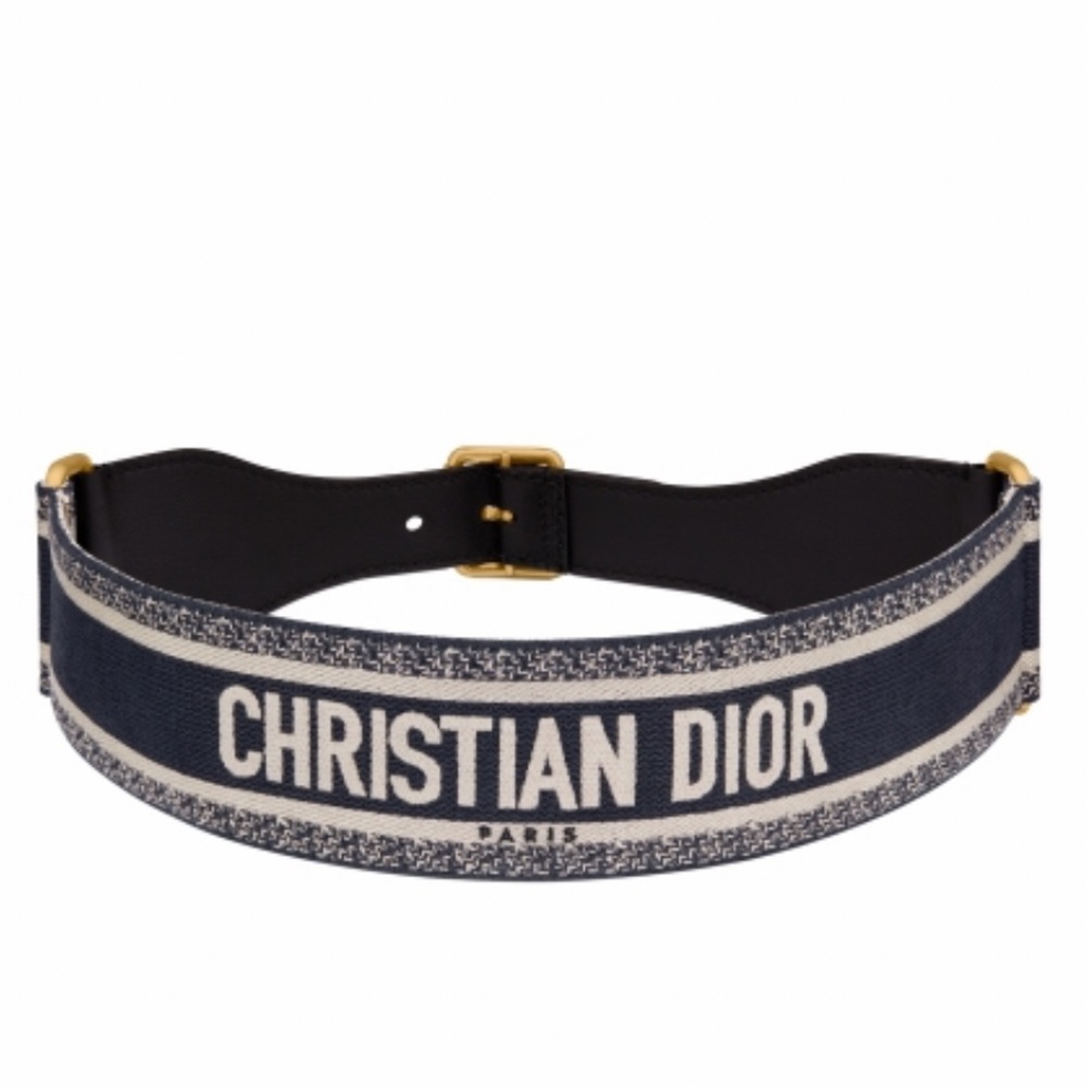 BNWT CHRISTIAN DIOR EMBROIDERED CANVAS BELT 65mm